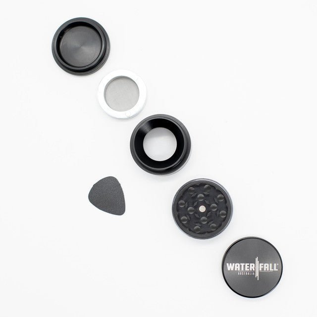 Waterfall 4-Piece Dry Herb Grinder with Removable Screen – Gloss (43mm) - Image 5
